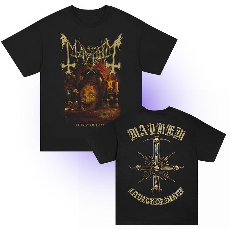 2026 Summer Mayhem Norwegian Metal Dark Rock Band Retro Digital Print American ShortSleeved TShirt S