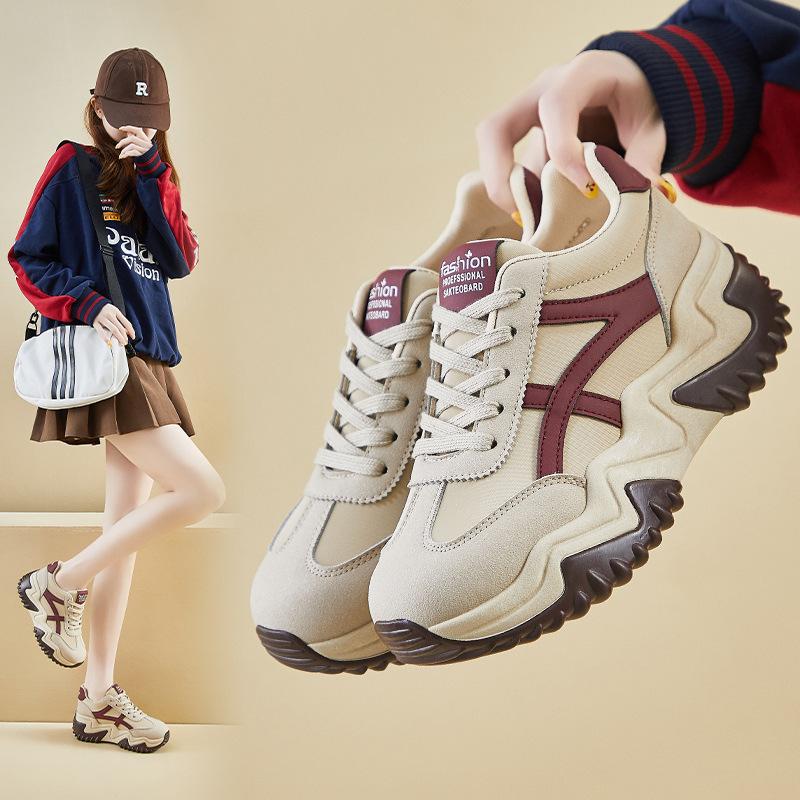 Popular dad shoes women's spring 2025 new women's shoes single soft-soled versatile niche thick-soled cotton shoes