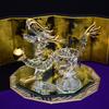 Handmade Glass Emperor Dragon with Golden Orb, Large
