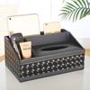 Multifunctional Leather Tissue Box with Remote & Pen Holder (2-Pack)