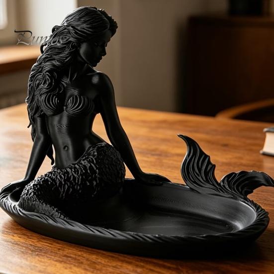 Decorative Ring Holder 3D Printed Mermaid Jewelry Tray, Vintage Rings Earrings Necklaces Organizing Display Tray Dish, Trinket Keys Plate for