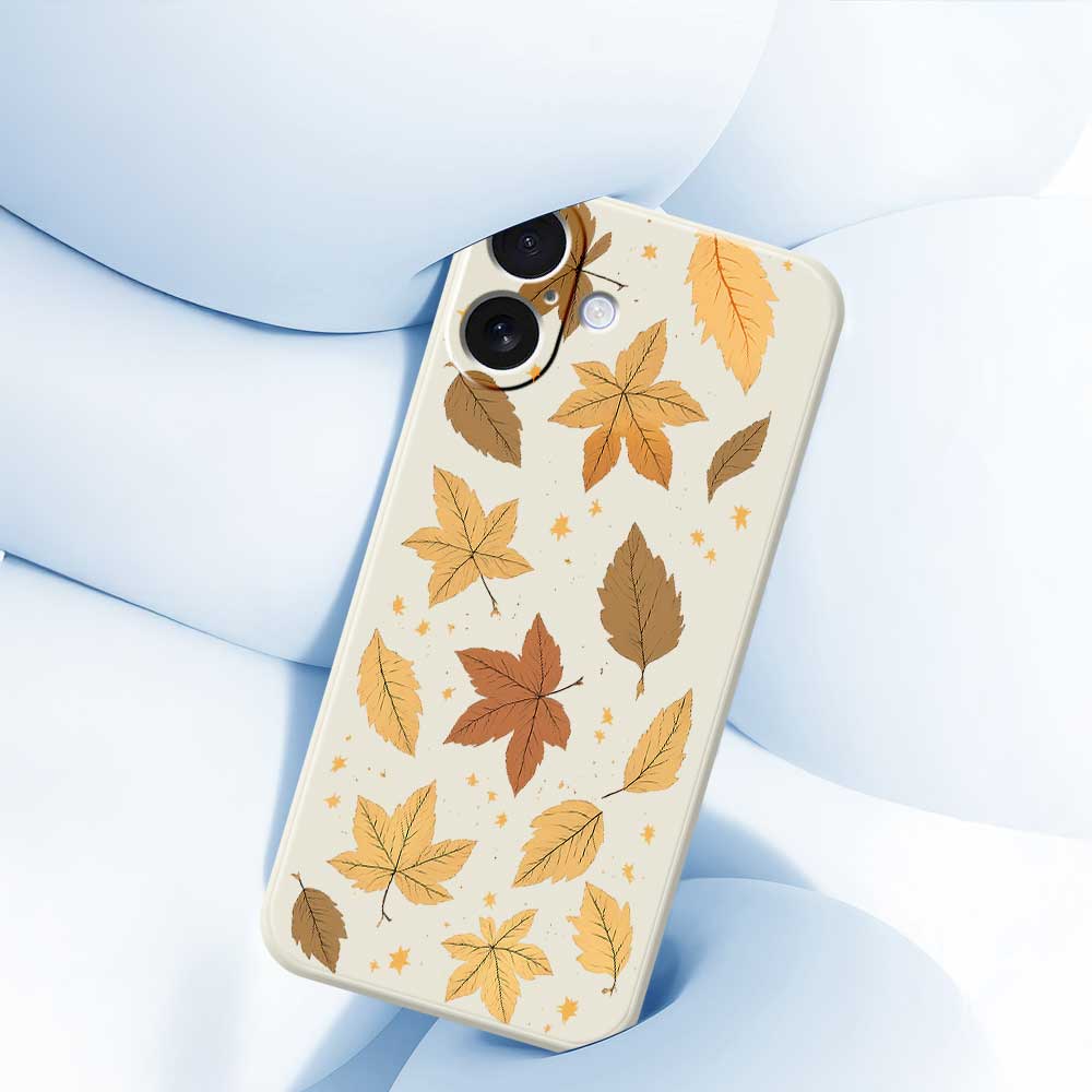 For iPhone 17 Case Maple Leaves Pattern Printing Straight Edge TPU Phone Back Cover
