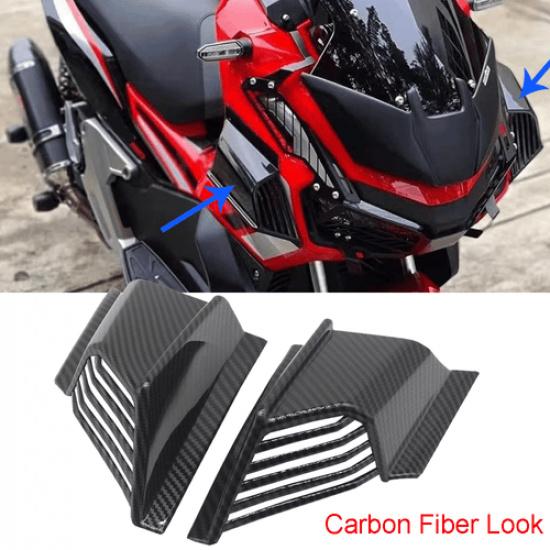 2Pcs Carbon Fiber Look Motorcycle Winglet Aerodynamic Wing Side Fairing Spoilers