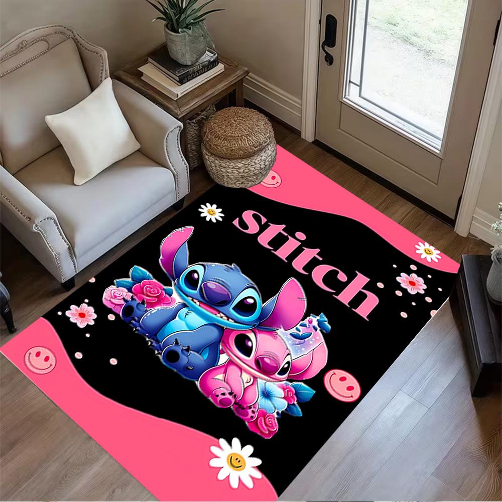 Stitch Angel Space Floor Mat Suitable for Game Room Hallway Playrooms Dormitory Anti-slip Rug Anime Office Decor