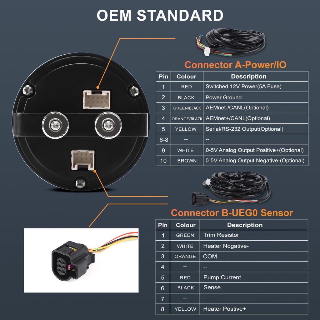 Air Fuel Ratio Gauge 52mm(2-1/16") Controller Kit with LSU 4.9 Sensor For Car Oxygen Sensor 30-0300 X-Series Wideband UGEO