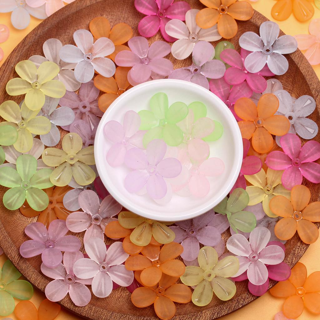 500g About 310pcs Handmade Material 5 Petals Flower DIY Making Frosted Semi Transparent Receptacle 28.5mm