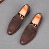 Fashion Black Brown Men's Suede Leather Patchwork Flats Shoes Male Designer Driving Monk Strap Loafers Homecoming Wedding Dress Footwear
