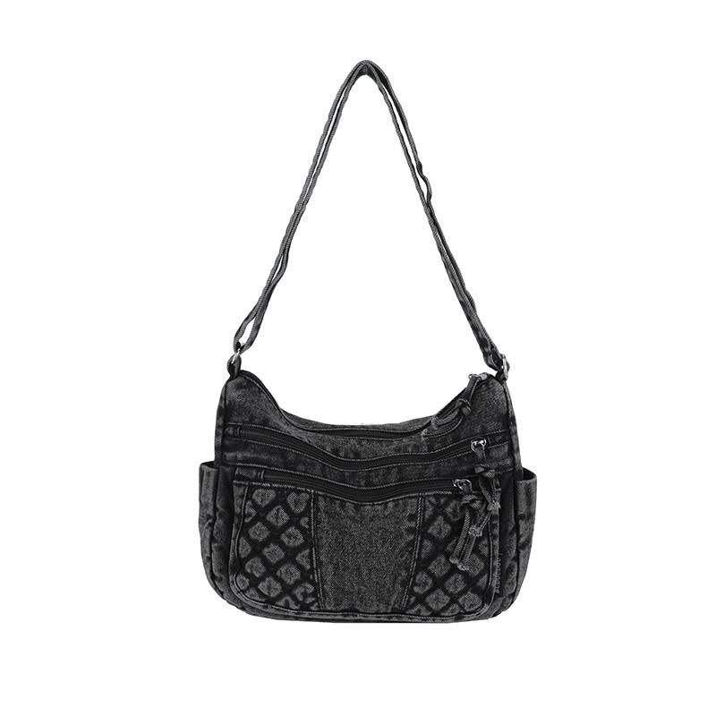 Denim Crossbody Bag for Women with Multi - Pockets & Quilted Detail, Lightweight & Stylish Shoulder Purse