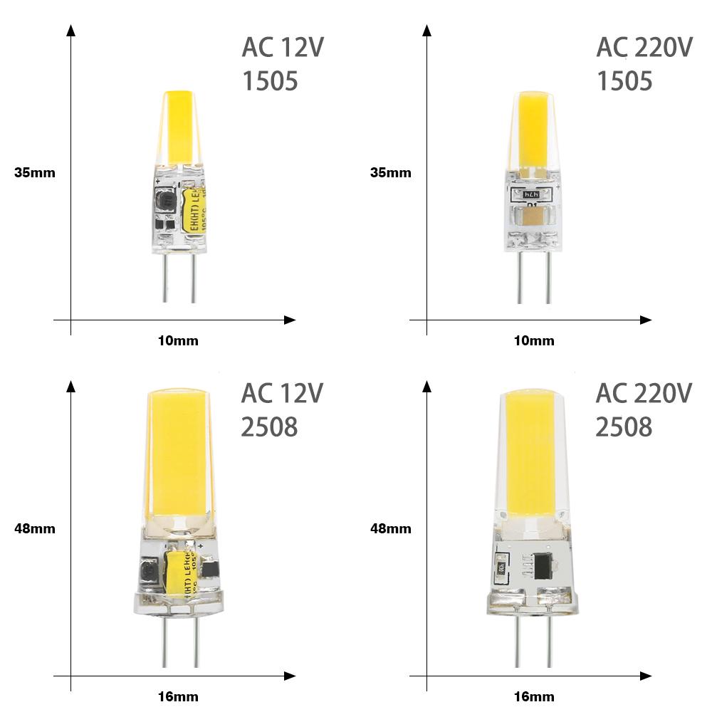 10pcs/lot COB LED G4 AC DC 12V 220V 3W 6W Light Bulb Dimmable Mini LED Lamp Spotlight Chandelier Lighting Replace Halogen Lamps