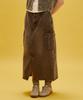 Dist Nine Cut Cargo Long Denim Skirt Grey (Lp3Kf696-072)