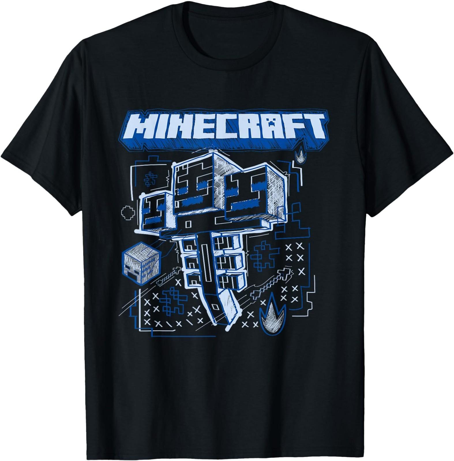 Minecraft Wither Boss Blueprint Sketch T- Unisex T-Shirt S