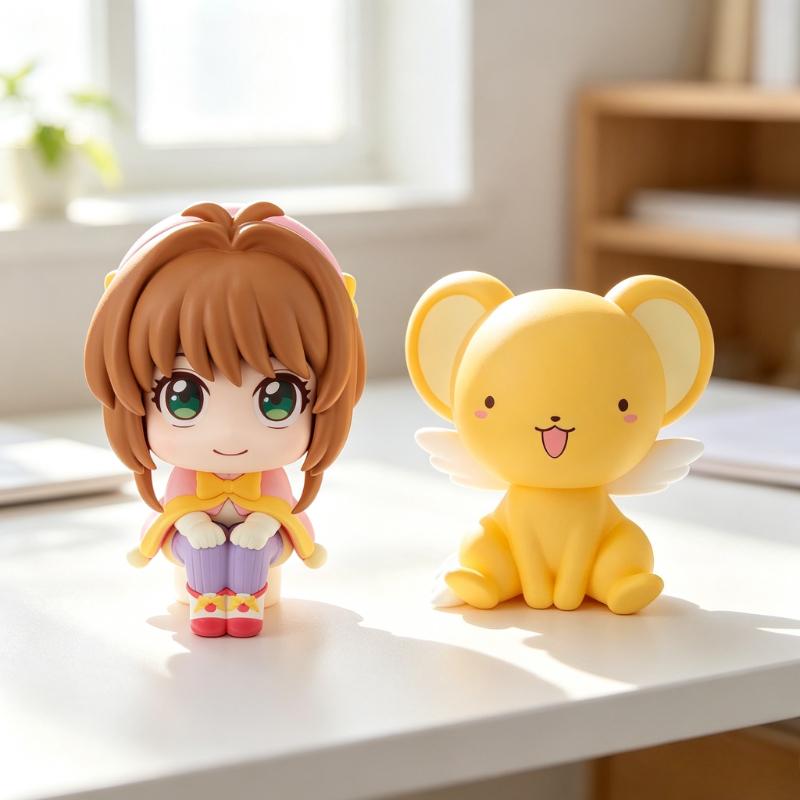 10Cm Card Captor Sakura Anime Figure Look‑Up Kinomoto Sakura Q Version Cerberus Pvc Collection Model, Birthday Christmas Present