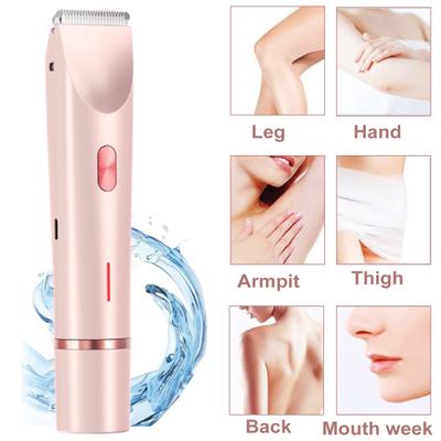 Elektrischer Rasierer für Damen, Doppelkopf, wiederaufladbar über USB, IPX7, wasserdicht, tragbar, für unterwegs, Gesicht, Körper, Bikinizone, Arme und Beine, Rasierer, Epilierer, Trimmer
