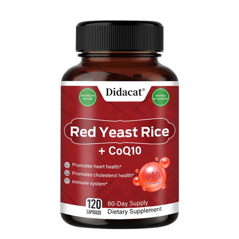 Didacat Red Yeast Rice Supplement, CoQ10 100mg, Heart Wellness, 120 Capsules