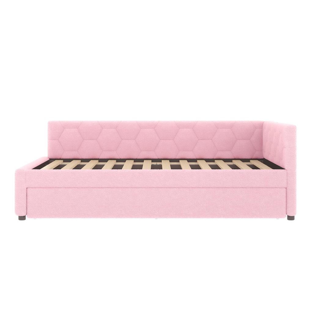 Tagesbett 140x200cm Schlafsofa Ausziehbett Nachttischlampe USB Typ-C Bettrahmen Lattenrost Samt(ohne Matratze)