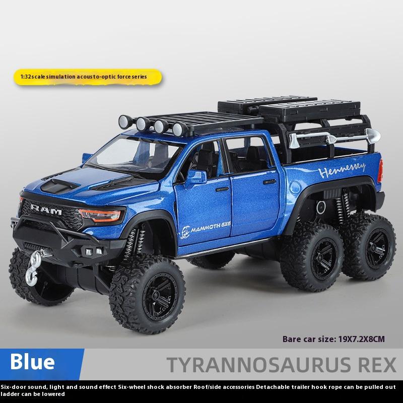Boxed 1/32 Dodge Tyrannosaurus Rex 6X6 Pickup Truck Model, Alloy Die Cast Children's Off-Road Vehicle Toy Boy Gift