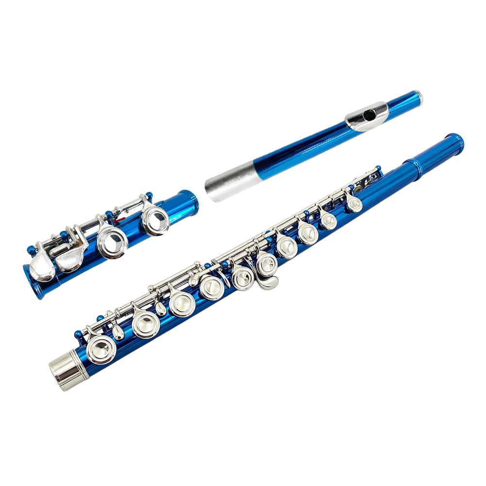 WUQIMUSC 16-Key Closed-Hole C Flute Instrument - BeginnerStudent Flute, Easy-to-Play and Durable Design, Includes Carrying Case, Cleaning Kit, and