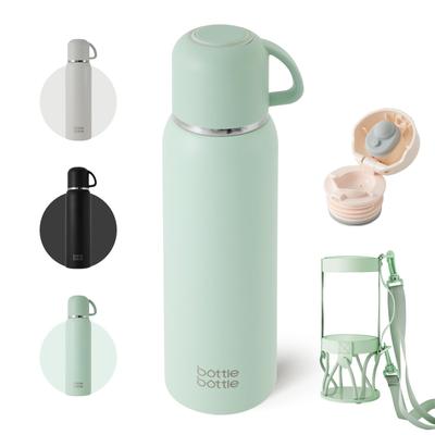 BOUTEILLE BOUTEILLE Bouteille d'eau 1 Litre Bouteille de type tasse Bouteille en acier inoxydable à isolation sous vide Mug Bouteille Tasse à boire directe Couvercle à boire inclus