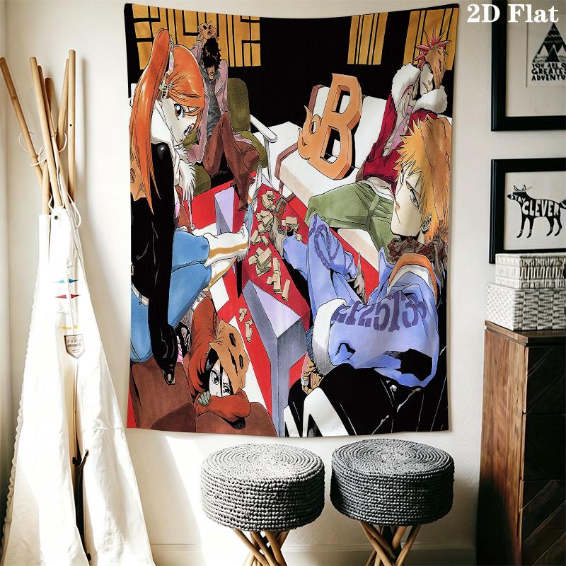 Bleach Wall Tapestry Aesthetic Wall Hanging Printed Fabric Blanket Decorative Tapestries for Bedroom Living Room Home Decor
