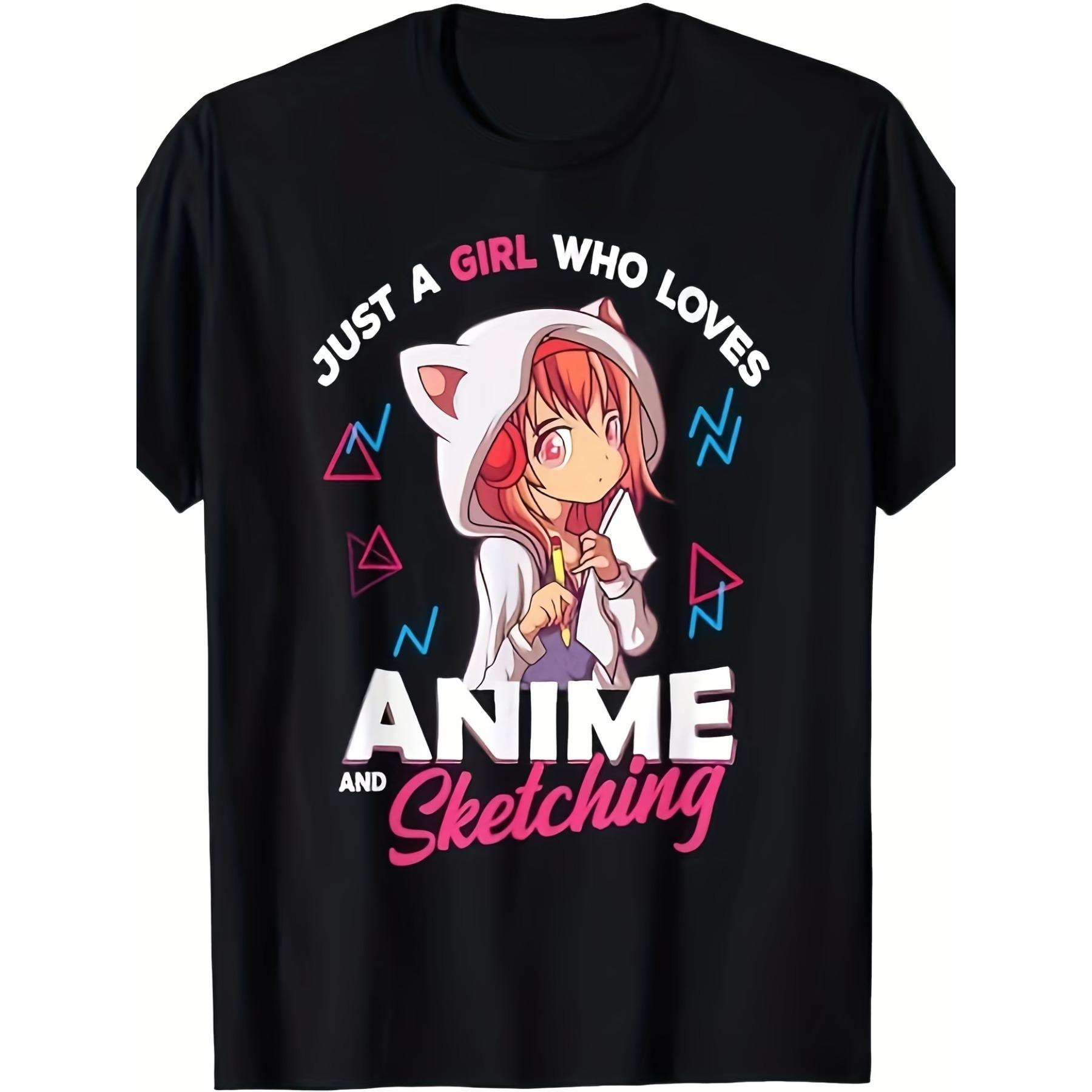 Просто девушка, которая любит аниме и рисование. Отаку Аниме Мерч Футболка S чёрный