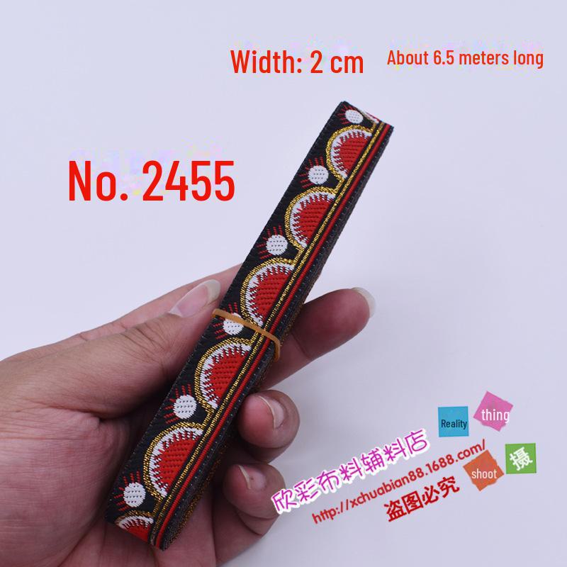 Panglică Etnică Jacquard cu Broderie din Dantelă, Roșu, 2CM - Performanță Scenă & Accesoriu Vestimentar DIY