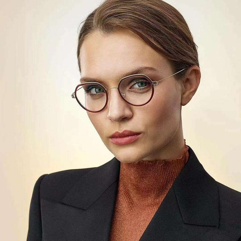 Denmark Brand Design Titanium Alloy Glasses Frame Women Ultralight Spectacles Frames Men's Round Screwless Eyeglasses Gillian