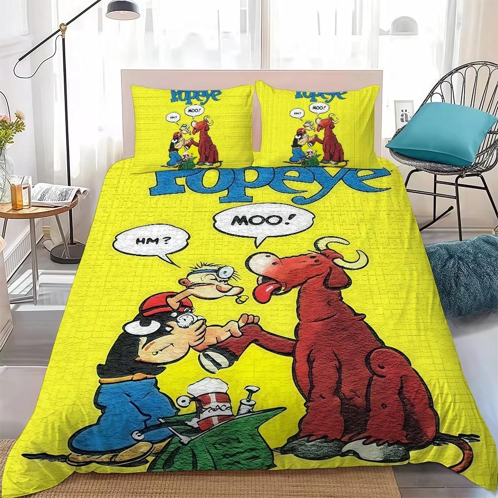 Exquisites Süßes Cartoon P-popeye Bettwäsche-Set Kinder Bettbezug Kissenbezug Jugend Kinder Mädchen Jungen Geschenk Schlafzimmer Dekoration 135x200cm