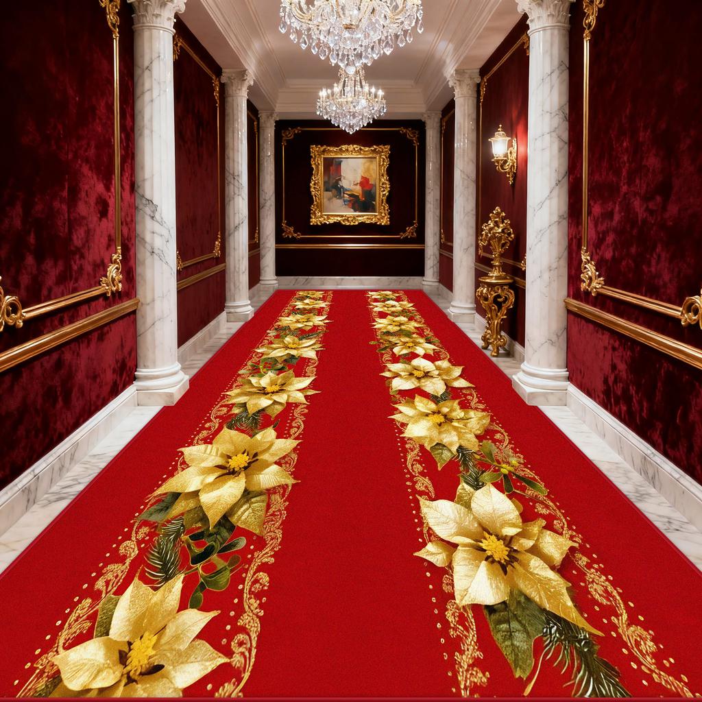 Hallway Carpet Golden Flower Red Hall Carpet Path To Floor in The Corridor Runner Rug Doorway Kitchen Aisle Mat Size
