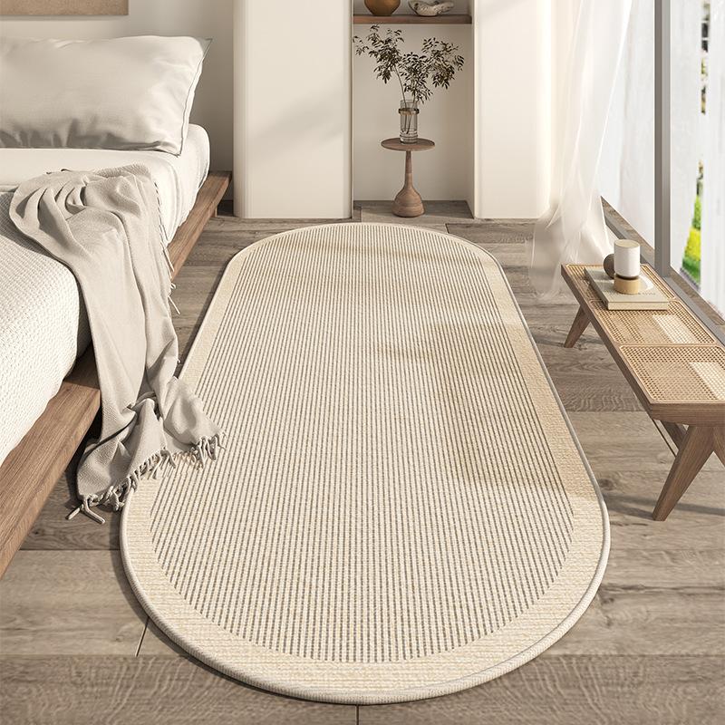 Oval Bedside Italian Minimalist Carpet Room Bedside Floor Mat Bedroom Wabi Sabi Master Bedroom Under The Bed Photo Mat