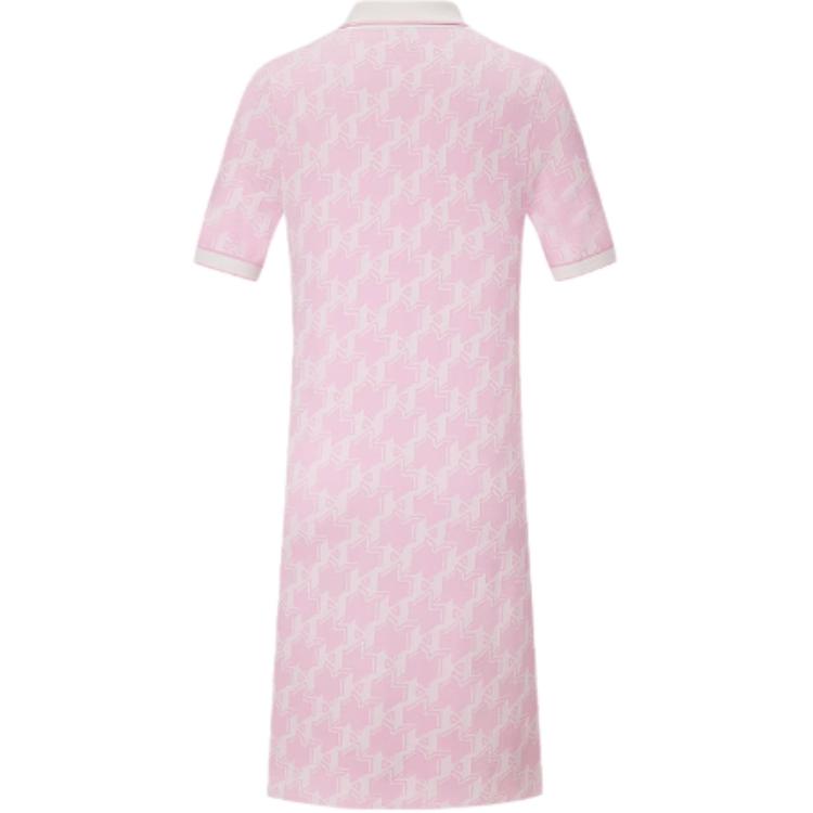 Karl Lagerfeld Color Block Polo Neck Midi Dress Short Sleeve Women dresses Pink M22E13H7541