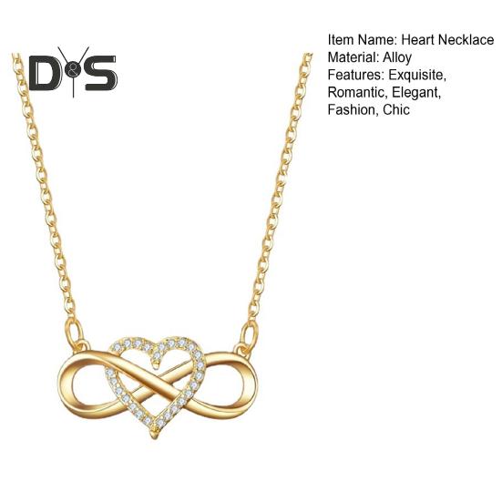 Collier Cœur Infini pour Femmes Collier Pendentif Cœur d'Amour Zircone Cubique Cadeaux Romantiques d'Anniversaire pour Petite Amie Épouse