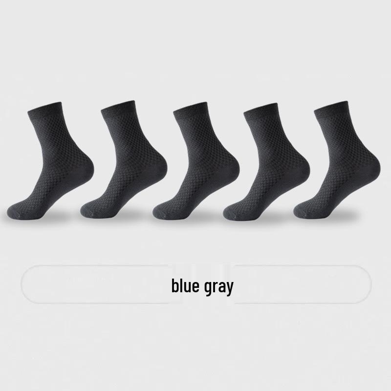 Men's Bamboo Fiber Mid-Calf Socks - Breathable, Casual, All-Season Business Style