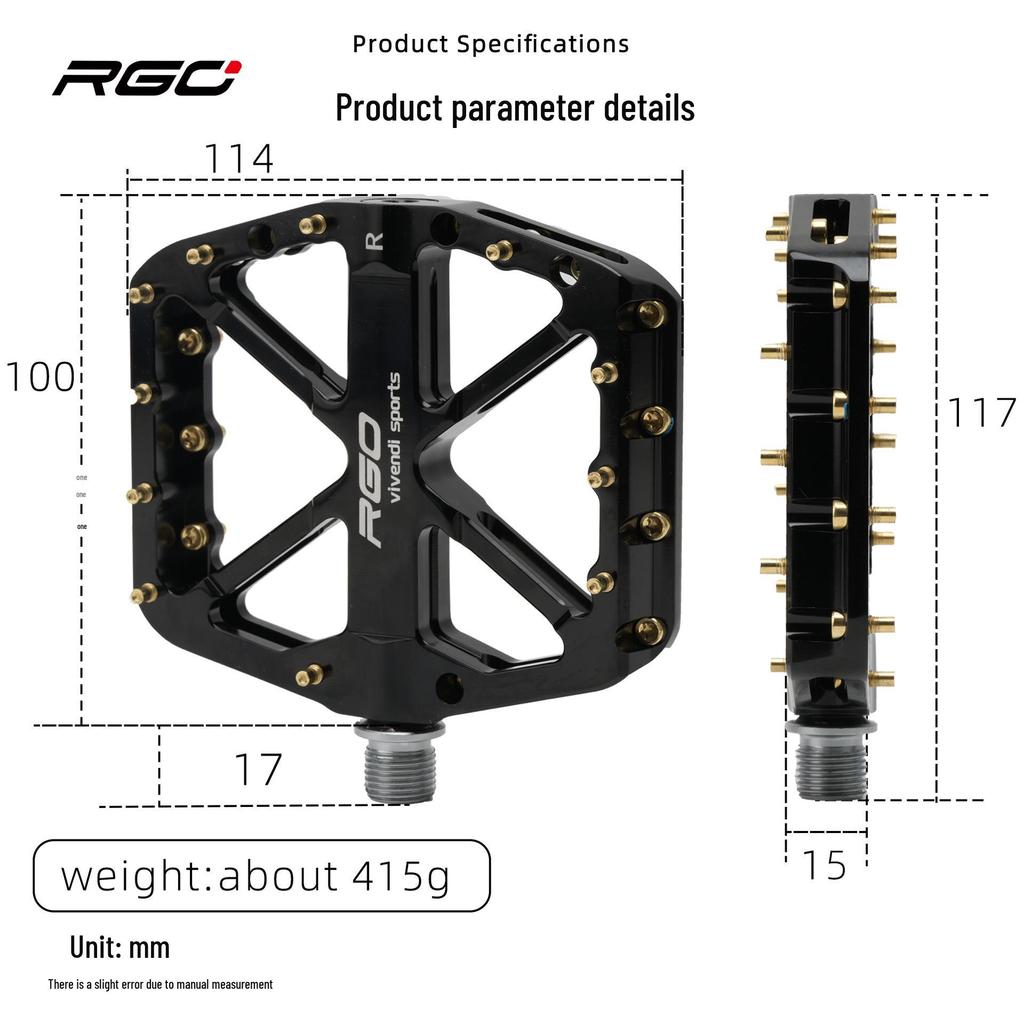 RGO CNC-Aluminiumlegierung Mountainbike-Pedale - Mit Pins für Downhill, Dirt, Slope und XC