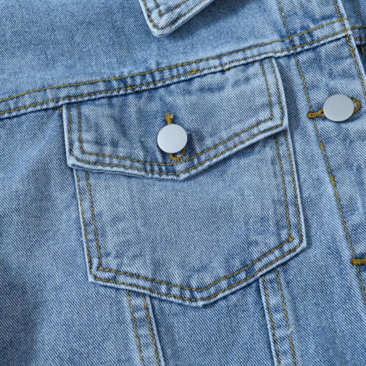 ZIMOXUAN Stylish Loose Fit Blue Denim Jacket for Women, Casual Long Sleeves and Retro Design