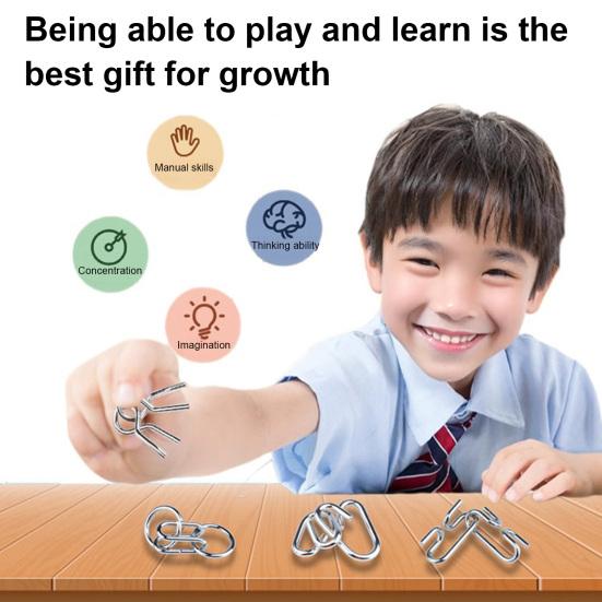 1/3 Sets Metal Puzzle Ring Brain Teaser 3D Wire Puzzle Game Kids Adults Mind Logic IQ Test Educational Unlock Interlock Toy Toddlers Boys Girls Gift