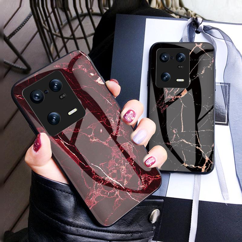 Casing For Xiaomi 11 Lite 5G NE 13 13T Pro 13 Lite 13 Ultra Redmi 12 Note 8 2021 13 Pro+ Case Marbled Tempered Glass Case Back Cover
