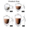 Double Wall Glass Coffee Mugs Milk Mug with Handle Cappuccino Latte Hot Drink Classic Coffee Glass Set Heat Cold Resistant Glass