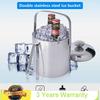 Bymaocar 1300ML 2-Layer Stainless Steel Insulated Ice Bucket w/ Lid & Ice Tong Outdoor Activity Versatile to Use for 3-5 People
