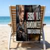 proof beach towel with a Resident Evil Leon S. Kennedy2 pattern - soft,absorbent,quick-drying,machine washable - perfect for swimming,camping,bathing