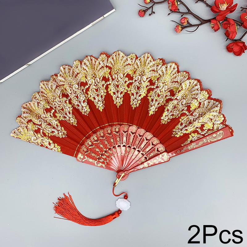 1PC Classica Gift Plastic Dance Performance Folding Colorful New Chinese Style Ancient Style Fan Elegant Carved Photography