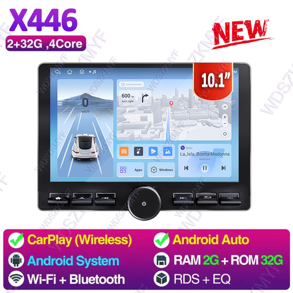 2025 NEW 2DIN Stereo Upgrade,10.1" Single Knob Keybutton Touch Screen Android 13.0 with Wireless CarPlay, Android Auto, AM/FM