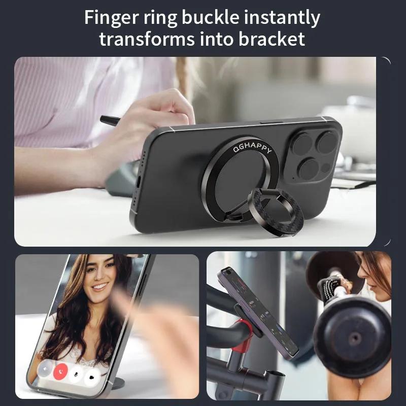 Double-Sided Magnetic Phone Ring Holder for MagSafe - Universal Kickstand Magnet Grip for iPhone 16/15/14, Huawei, Xiaomi