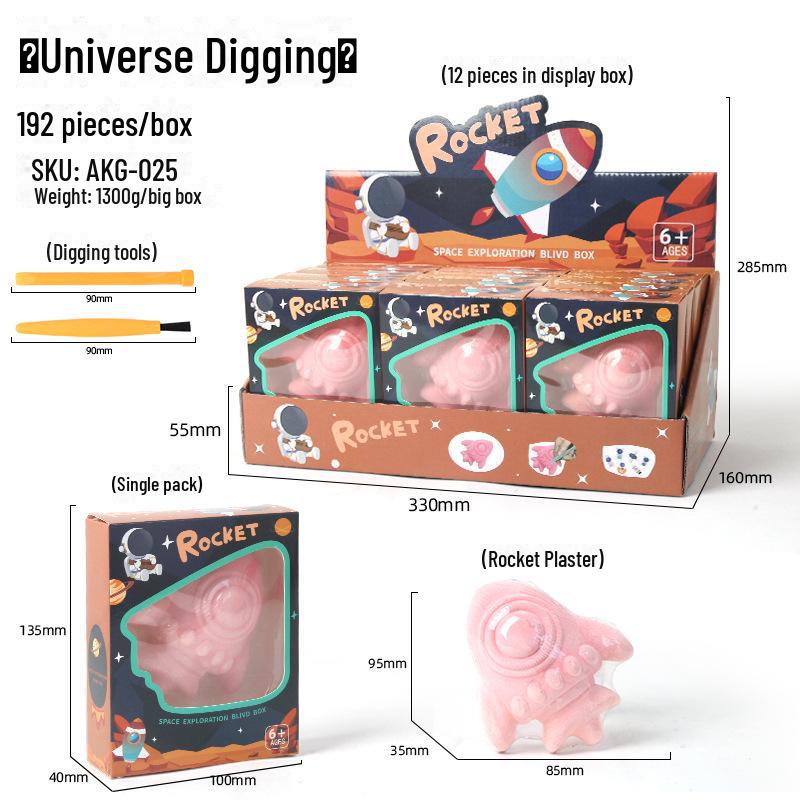 Children's Gem Fossil Excavation Toy: Astronaut Rocket Treasure Hunt Blind Box