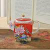 Enamel Color Ceramic Tea Cup Gongfu Tea Set Home Use Drinking Cup  Style Peony Handmade Craft High Temperature Glaze