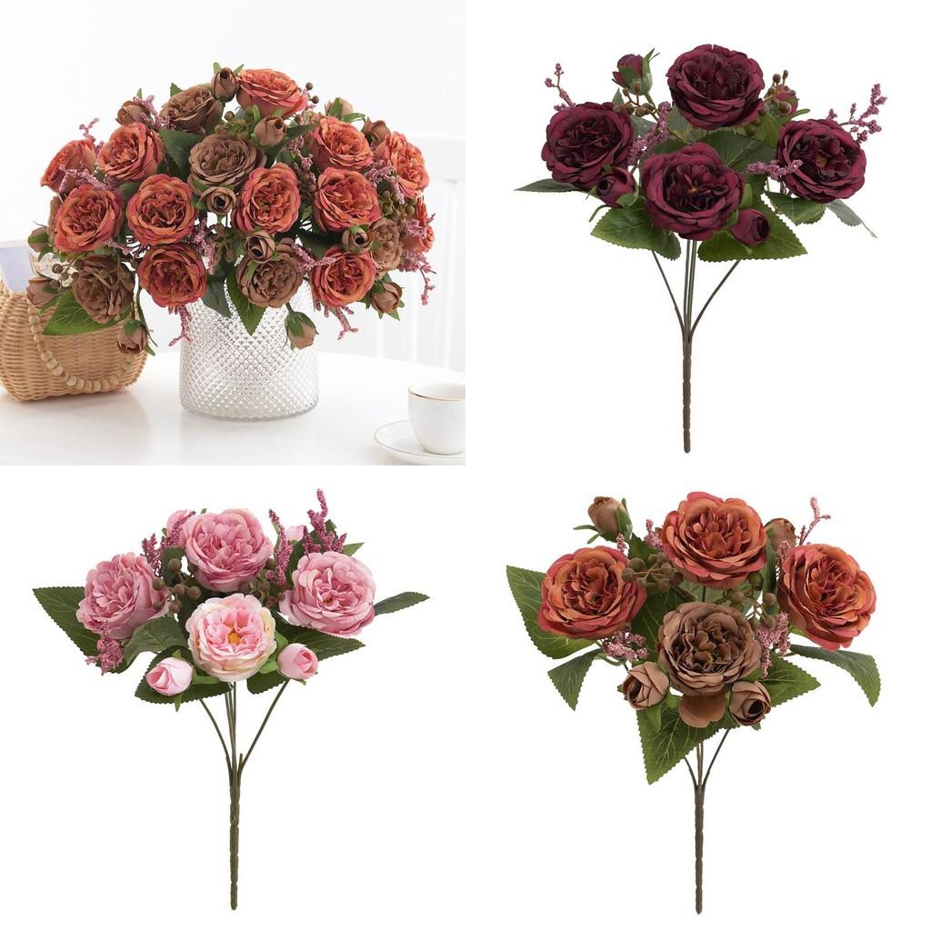 Elegant Peony Artificial Flower Topiary With Realistic Look For Interior Decoration