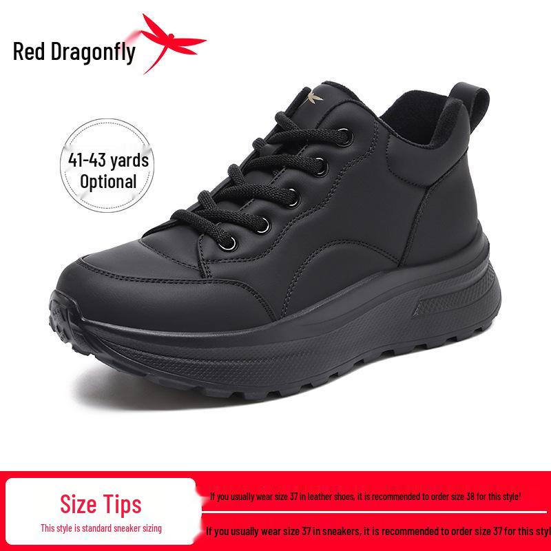 Red Dragonfly Women's Plus Velvet Warm Winter Casual Sports Shoes with Thick Soles