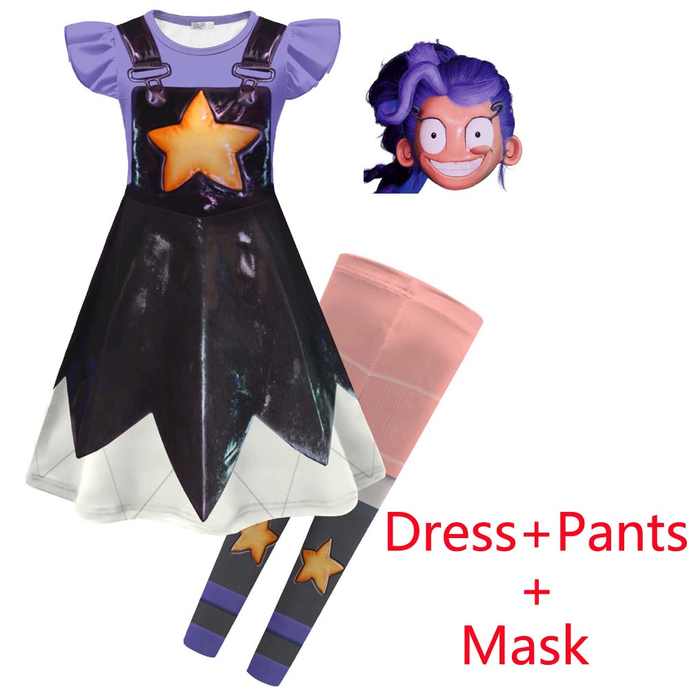 Costume da Cosplay Lily per Bambina Bobi 5 Gioco Tempo Vestito Leggings Borsa Set Outfit con Stampa Stellare Per Halloween Festa di Compleanno