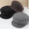 Literary striped beret female spring and autumn face small octagonal hat newsboy hat retro versatile painter hat tide