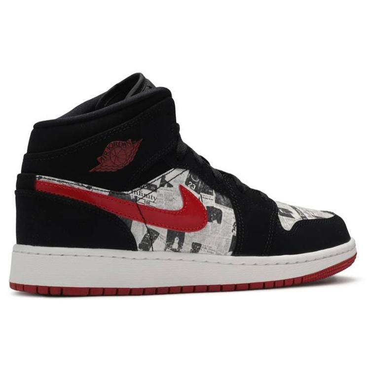(GS) Air Jordan 1 Mid SE 'Newspaper Air Times' Kids' BQ6931-061