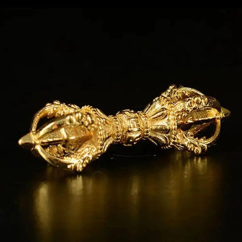 1pcs Tibet Buddhism Handmade Copper Gilt Six Syllable Mantra Vajra Dorje Pendant